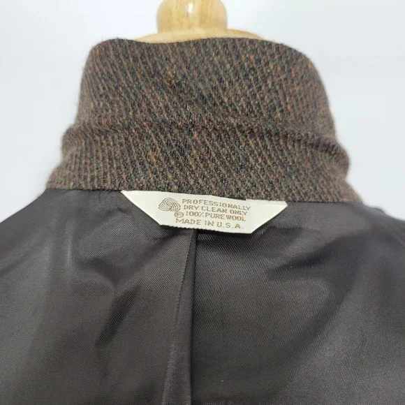 Casual Options Men's Sport Coat Blazer Three Button Brown Tweed‎ Wool Size 44R